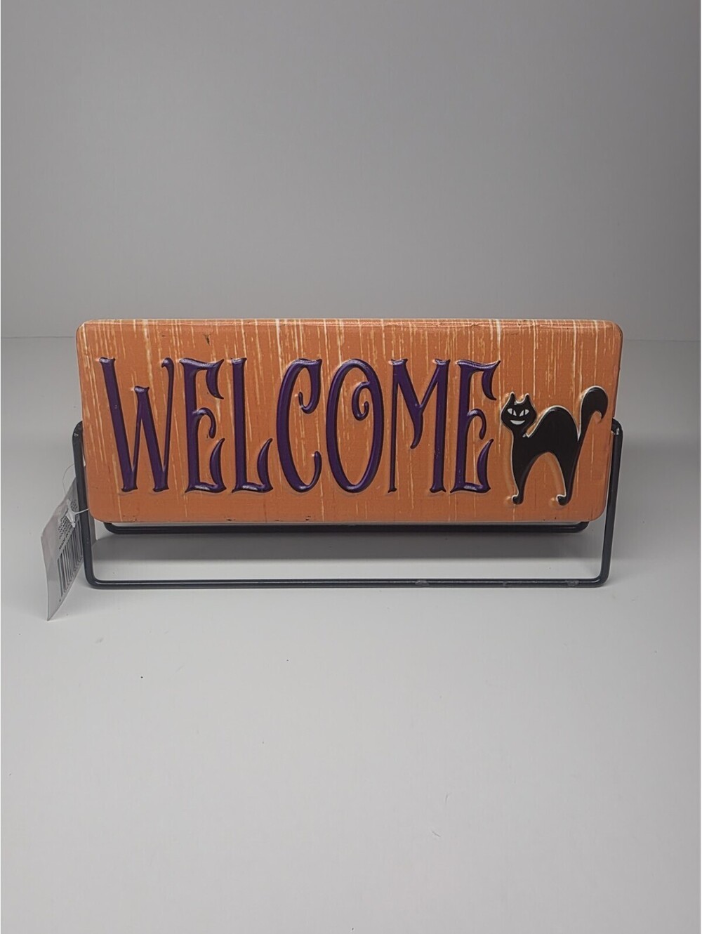 Happy Halloween Metal Spinner Sign 2 Sided Welcome Trick Or Treat Black Cat New